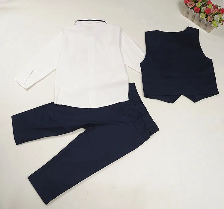 Toddler Boys' Formal 3-Piece Outfit – Vest, Shirt, Pants & Tie Set