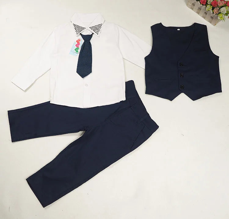 Toddler Boys' Formal 3-Piece Outfit – Vest, Shirt, Pants & Tie Set