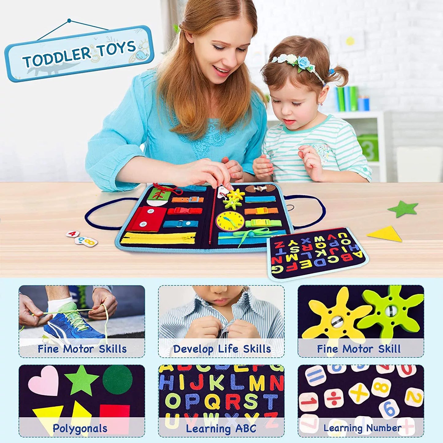 Montessori Export Clothes Toy with Buttons Busy Board