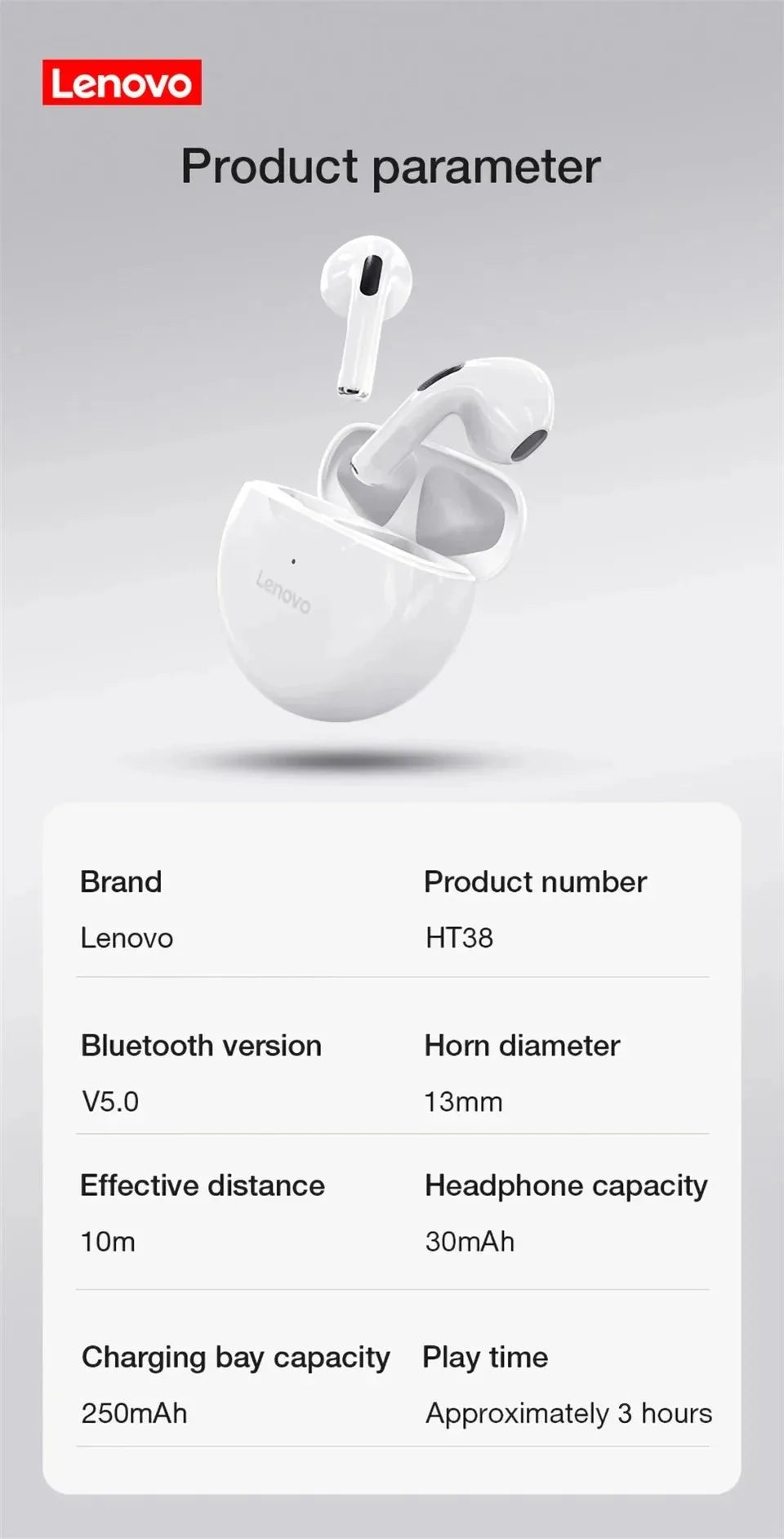 Original Lenovo Air Pro 6 TWS Wireless Bluetooth Earphones Pods Android Apple IPhone