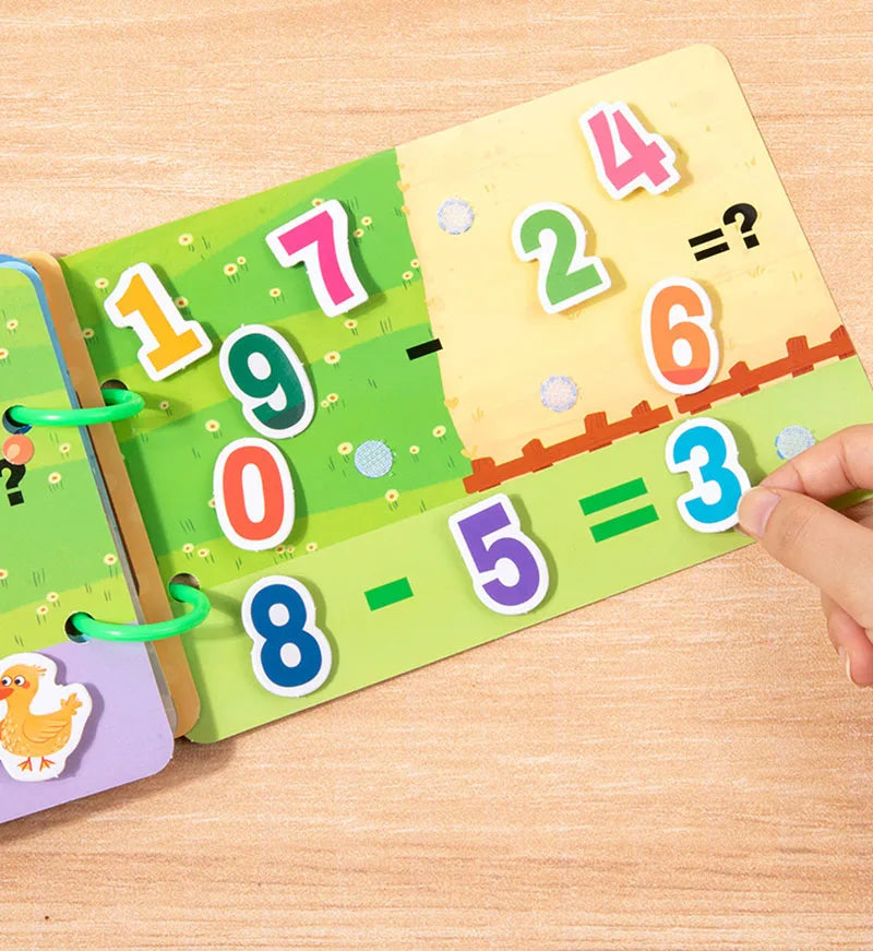 Montessori Quiet Books Puzzle Game Busy Book Animal Number Paste Matching English Early Learning Educational Toys for Toddlers