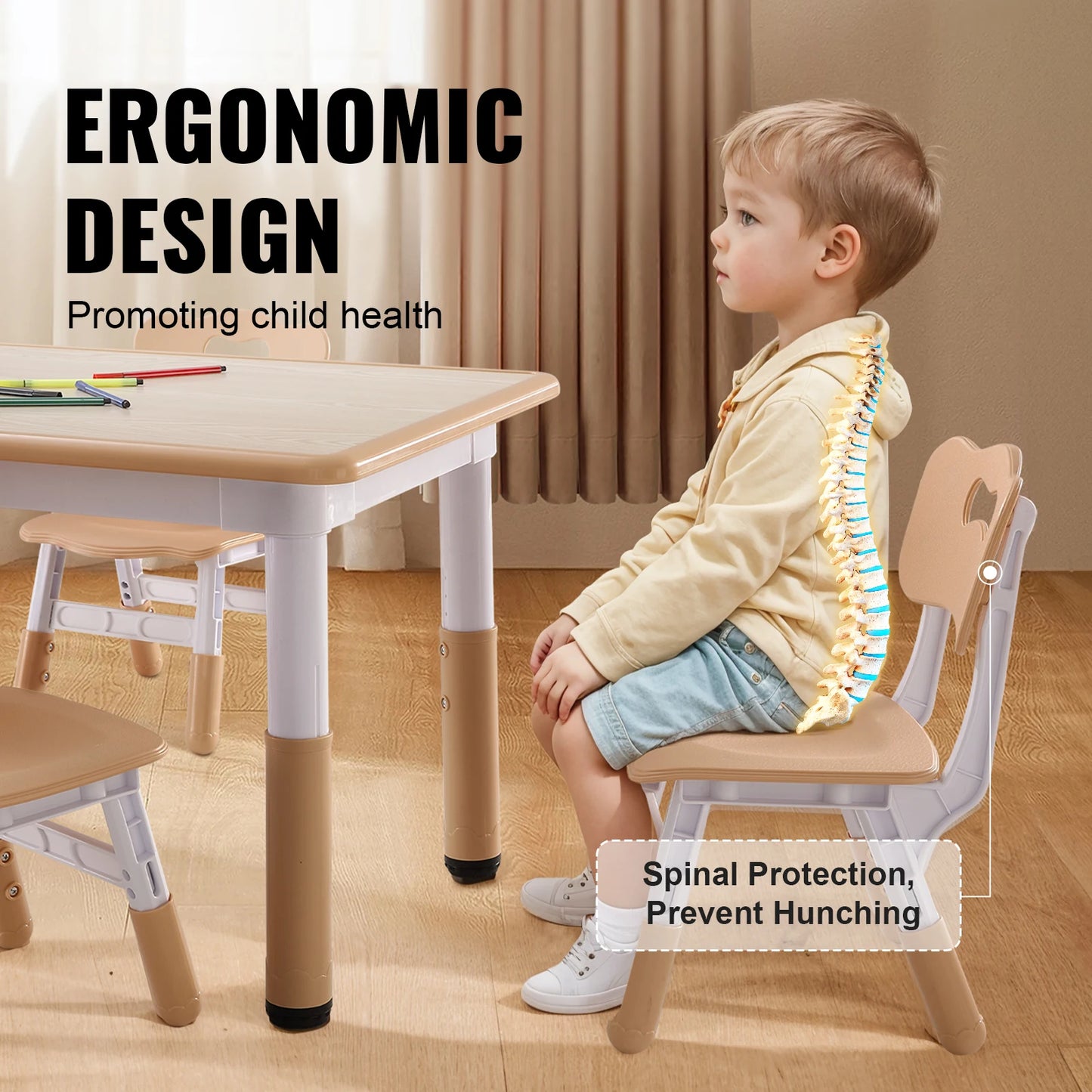 VEVOR Kids  Table and 4 Chairs Set