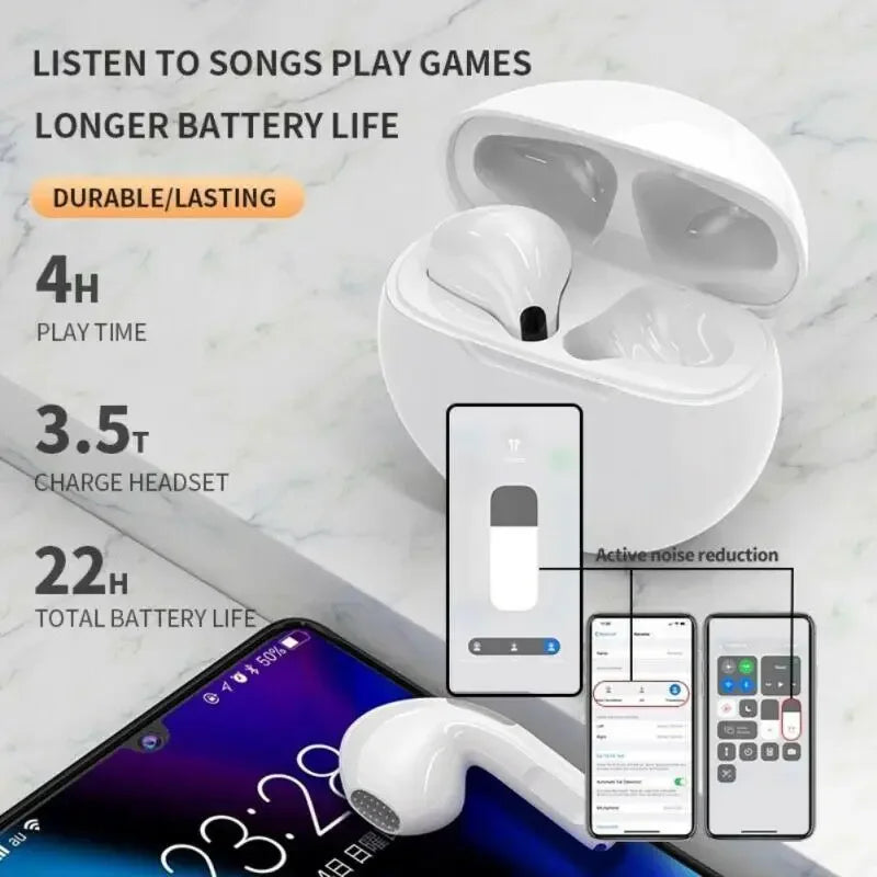 Original Lenovo Air Pro 6 TWS Wireless Bluetooth Earphones Pods Android Apple IPhone