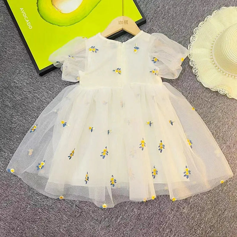 Children Girls Summer Dress for Kids Floral Princess Birthday Party Gown Mesh Tutu Wedding Children Dresses 1-6Y
