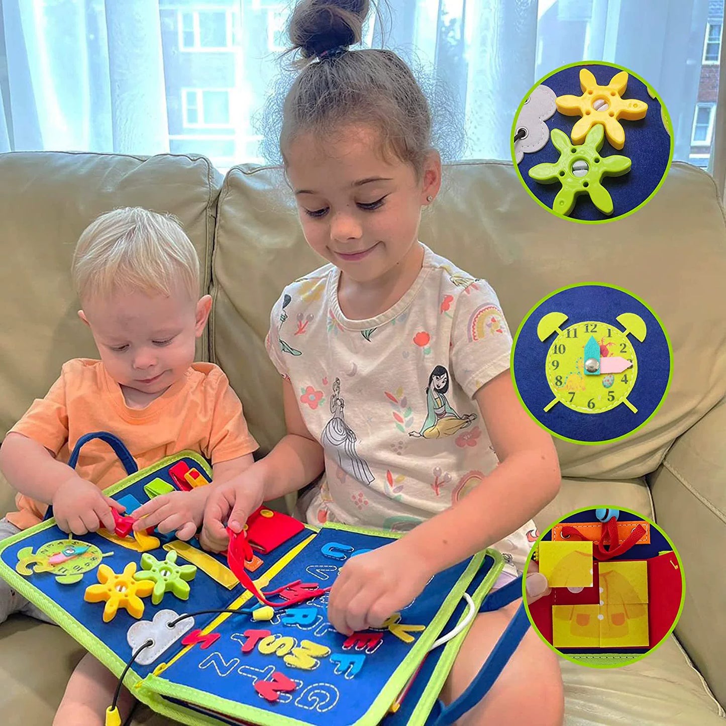Montessori Export Clothes Toy with Buttons Busy Board
