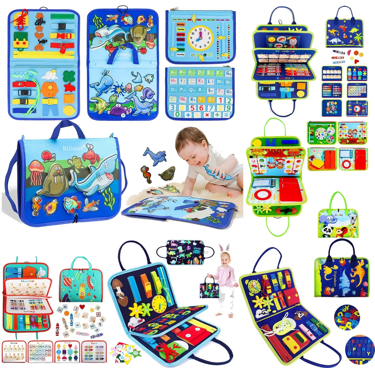 Montessori Export Clothes Toy with Buttons Busy Board