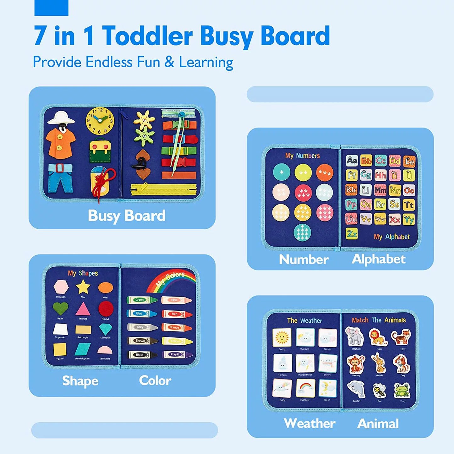Montessori Export Clothes Toy with Buttons Busy Board