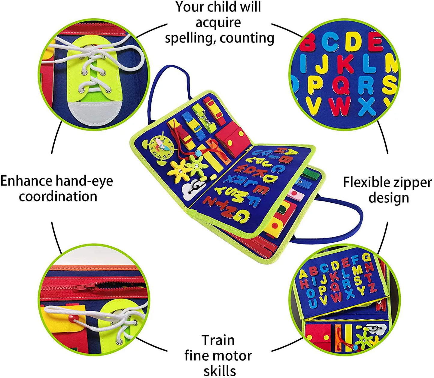 Montessori Export Clothes Toy with Buttons Busy Board
