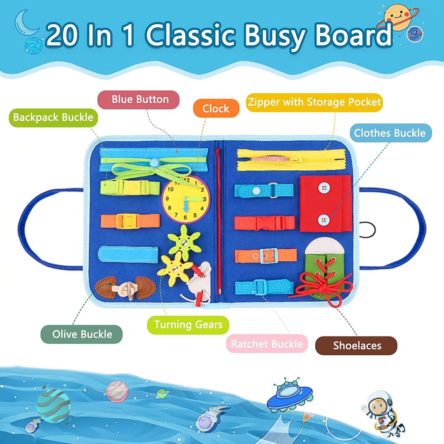 Montessori Export Clothes Toy with Buttons Busy Board