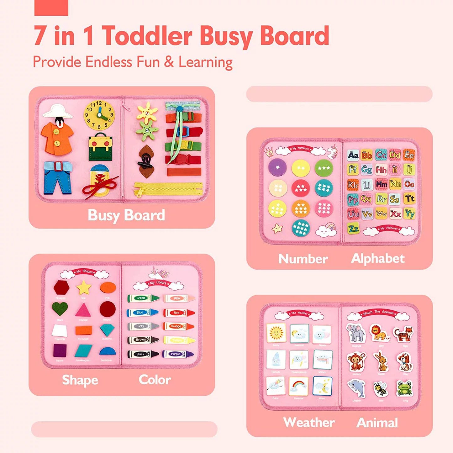 Montessori Export Clothes Toy with Buttons Busy Board