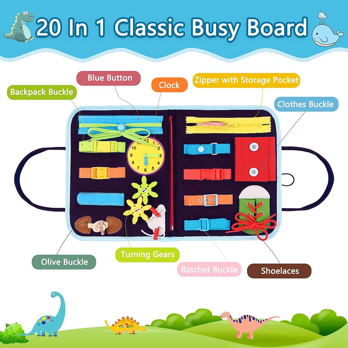 Montessori Export Clothes Toy with Buttons Busy Board