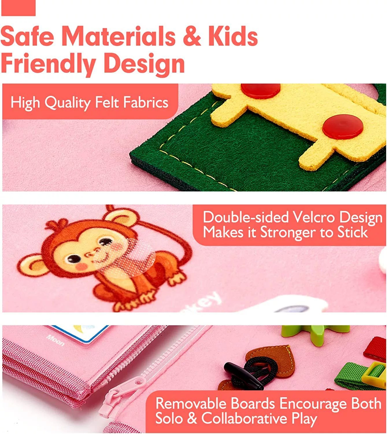 Montessori Export Clothes Toy with Buttons Busy Board