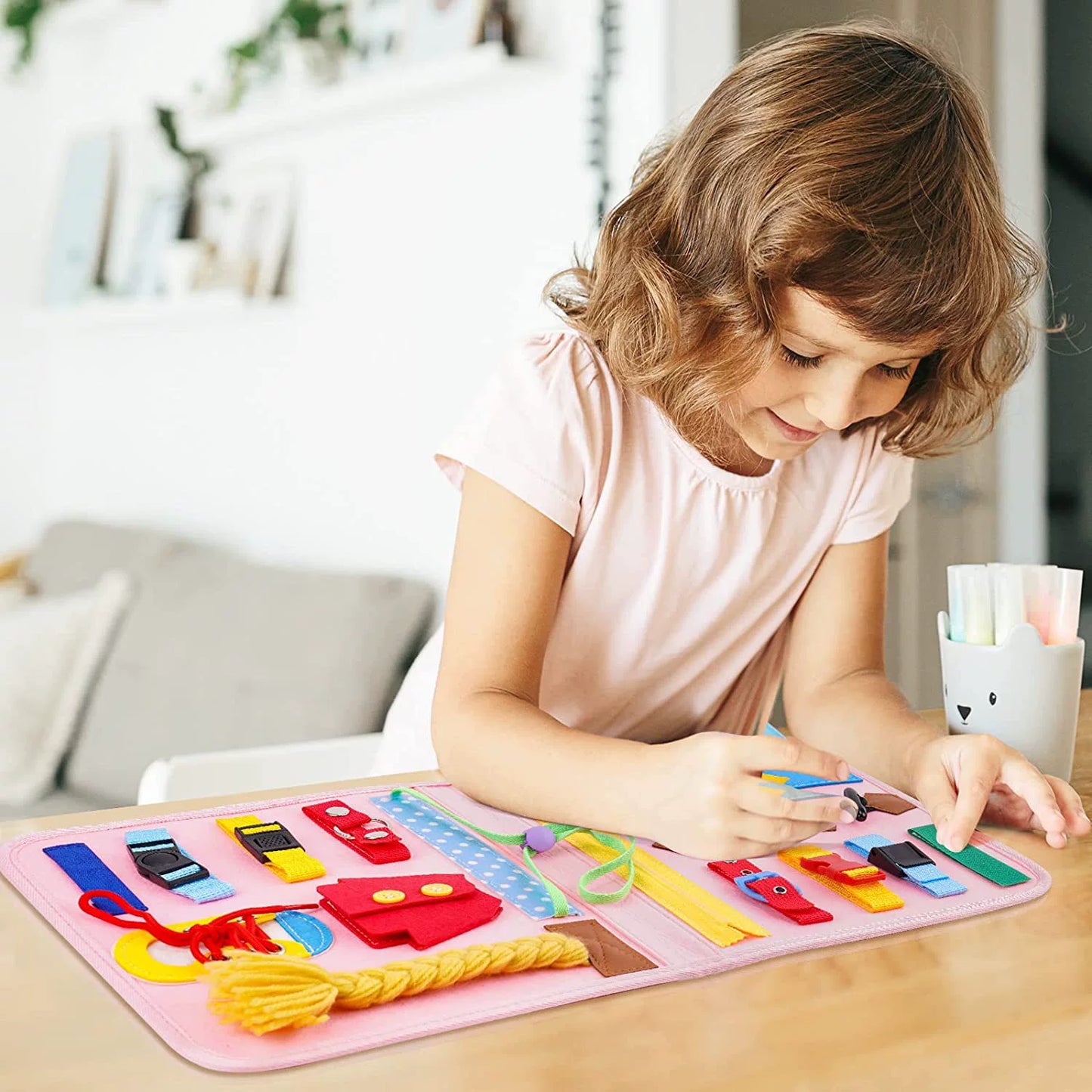 Montessori Export Clothes Toy with Buttons Busy Board