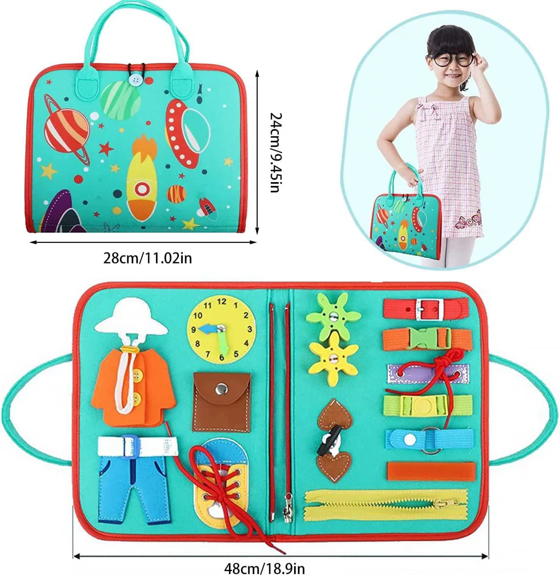 Montessori Export Clothes Toy with Buttons Busy Board