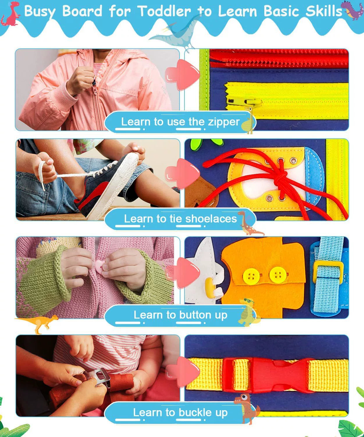 Montessori Export Clothes Toy with Buttons Busy Board