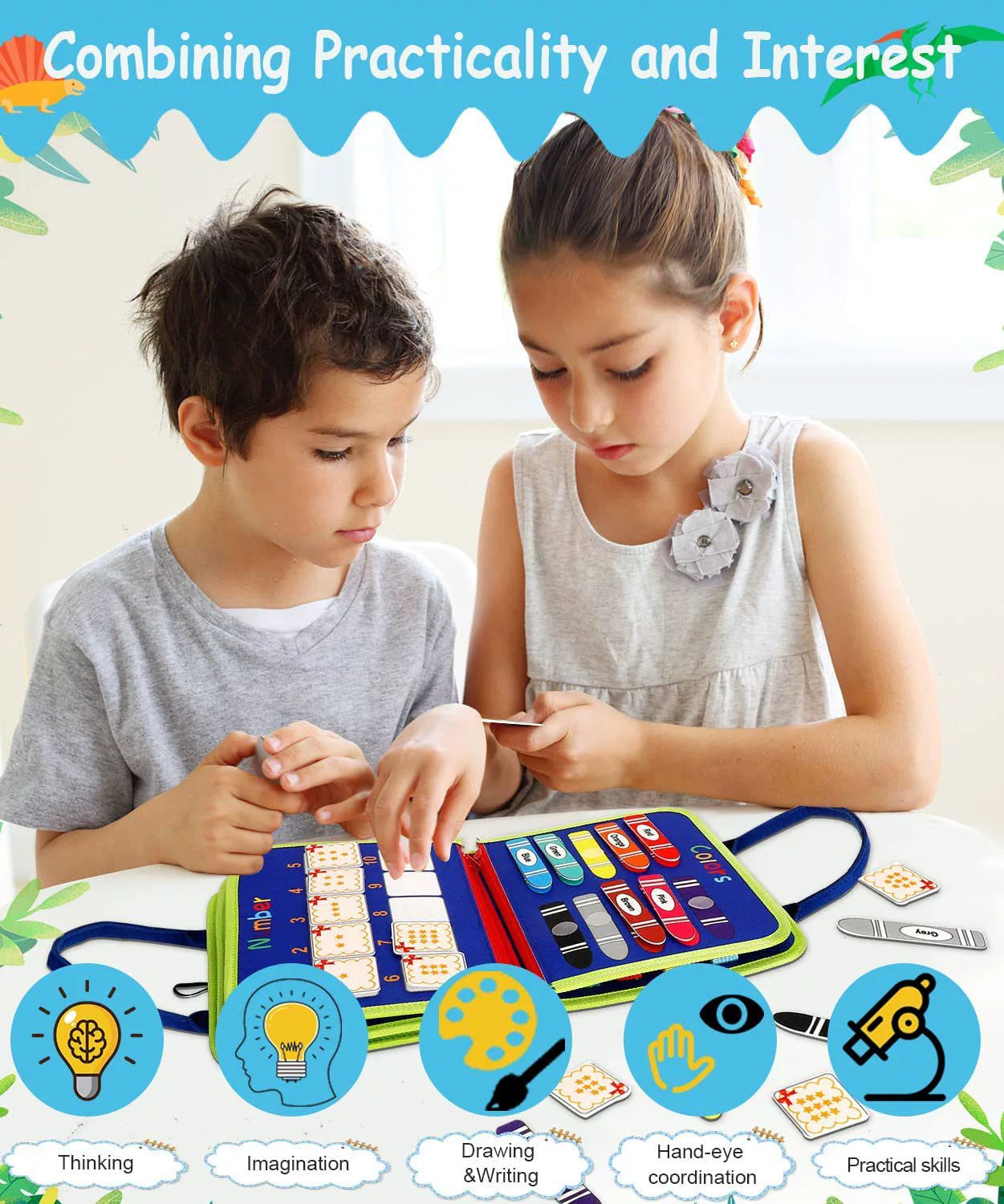 Montessori Export Clothes Toy with Buttons Busy Board