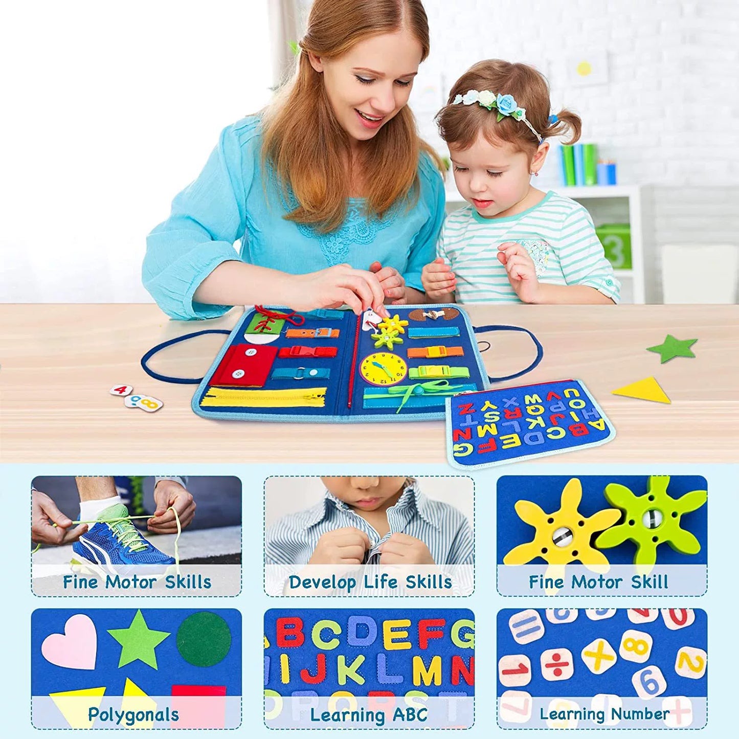 Montessori Export Clothes Toy with Buttons Busy Board
