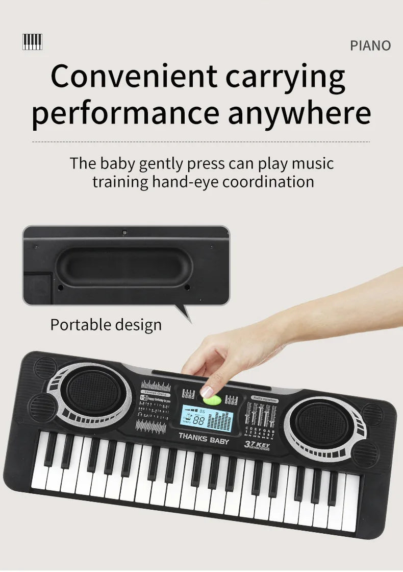 Portable 37 Keys Digital Keyboard LED Display Digital Electronic Piano Children Musical Instrument Kids Educational Toy