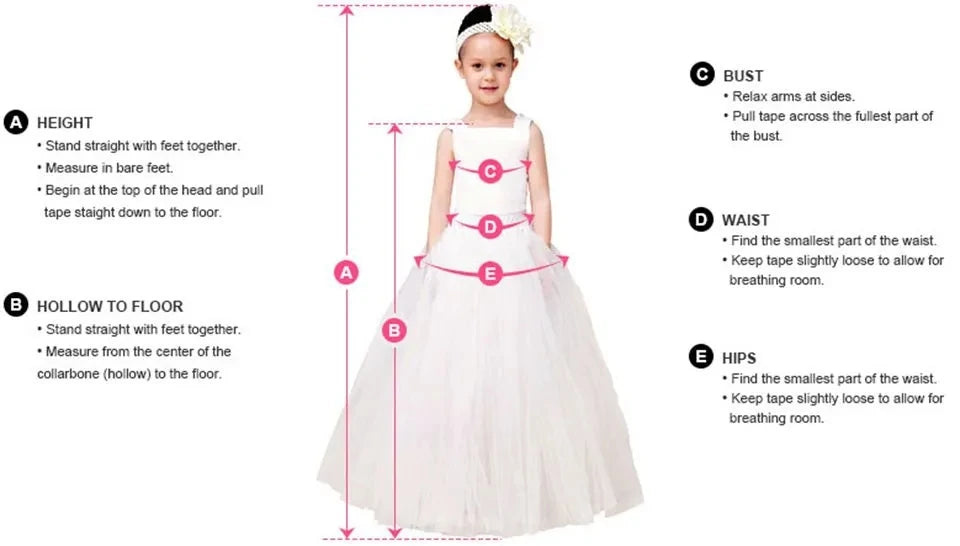 Princess Flower Girl Dress For Children First Communion Wedding Banquet Pageant Birthday Evening Party Ball Event Ceremony Prom