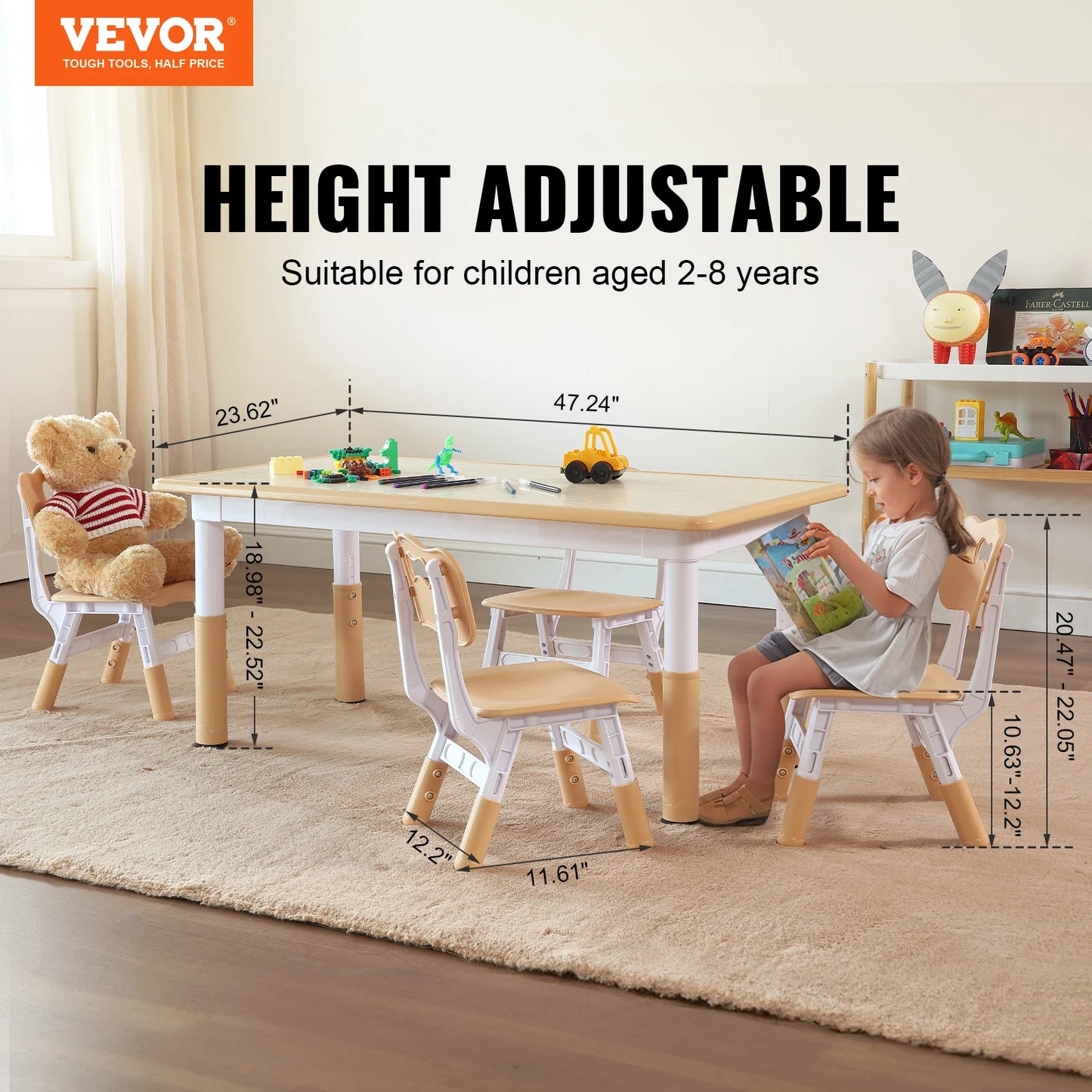 VEVOR Kids  Table and 4 Chairs Set