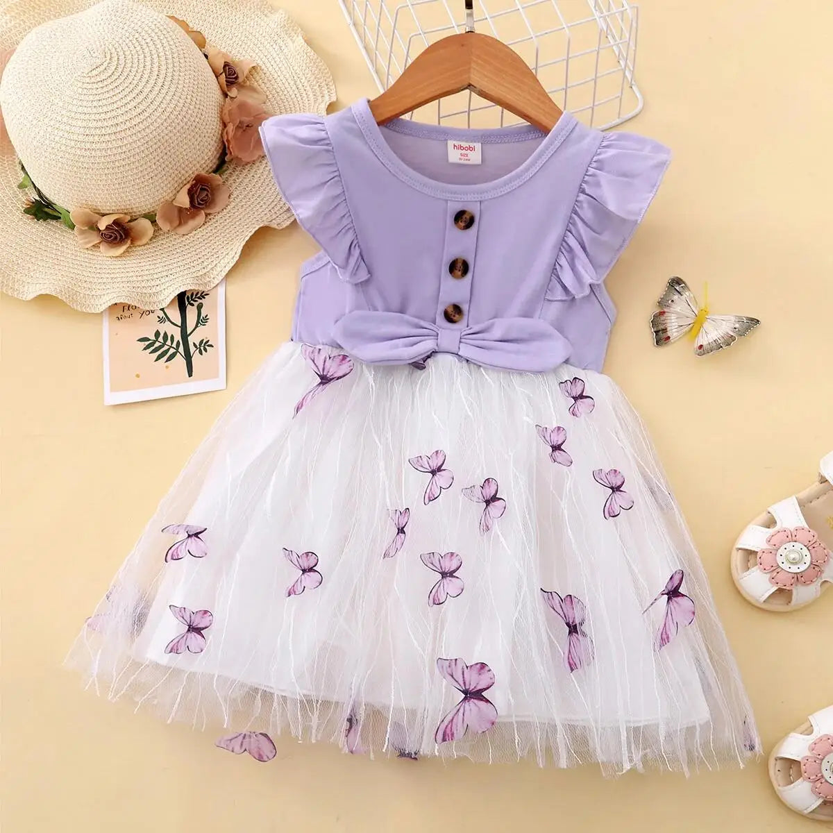 Tiny Butterfly Party Dress 1-5 Years Kids Girl