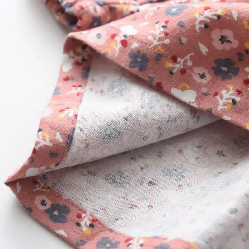 Kids Girls Floral Print Dress Pink Yellow Gray Spring Autumn Cotton Dresses 2024 New Arrival Children Causal Princess Dress