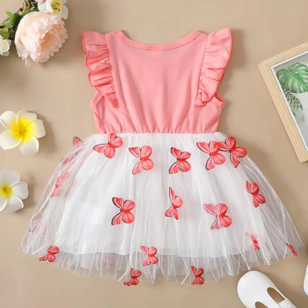 Tiny Butterfly Party Dress 1-5 Years Kids Girl