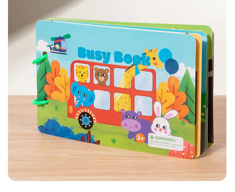 Montessori Quiet Books Puzzle Game Busy Book Animal Number Paste Matching English Early Learning Educational Toys for Toddlers