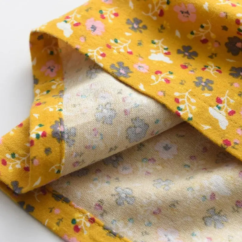 Kids Girls Floral Print Dress Pink Yellow Gray Spring Autumn Cotton Dresses 2024 New Arrival Children Causal Princess Dress