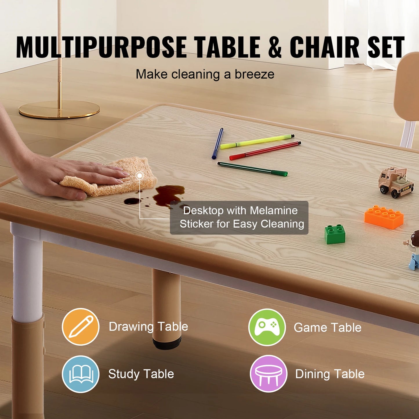 VEVOR Kids  Table and 4 Chairs Set