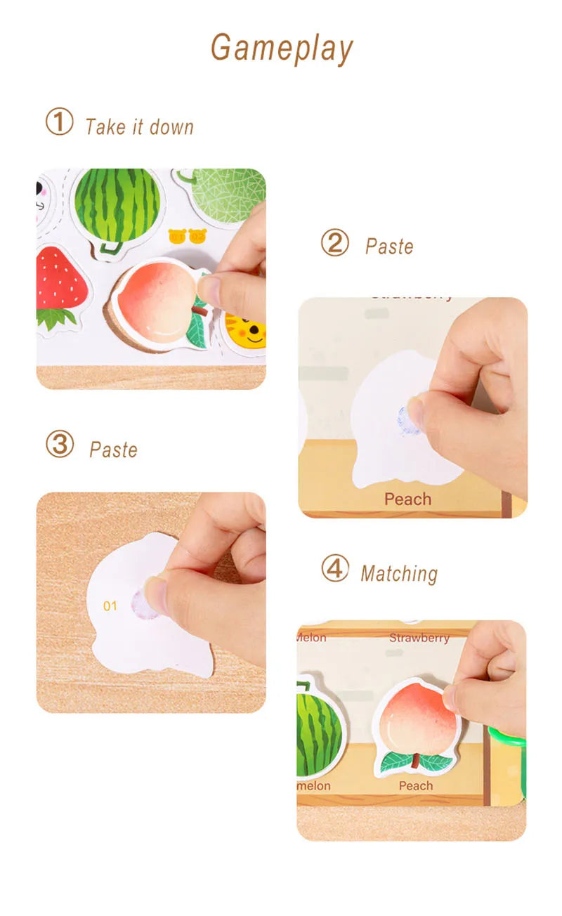 Montessori Quiet Books Puzzle Game Busy Book Animal Number Paste Matching English Early Learning Educational Toys for Toddlers