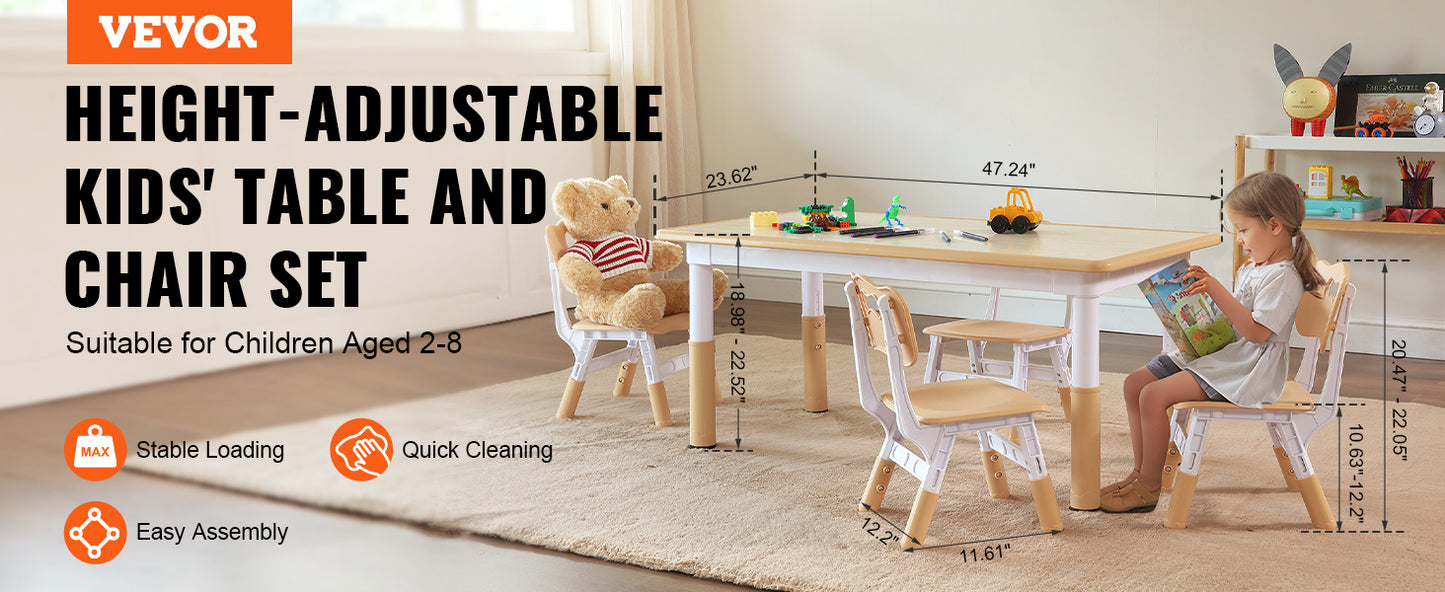 VEVOR Kids  Table and 4 Chairs Set
